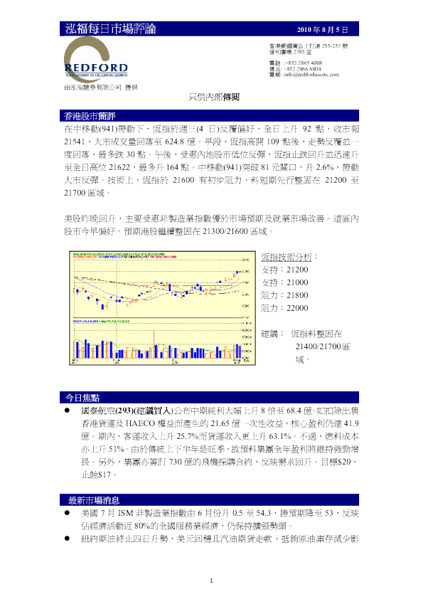 泓福证券每日市场评论