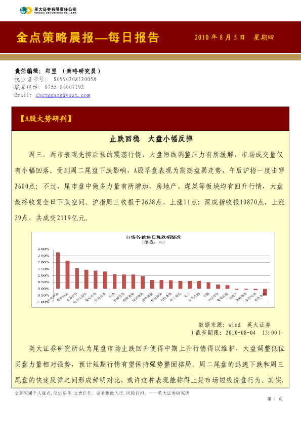 英大证券金点策略晨报
