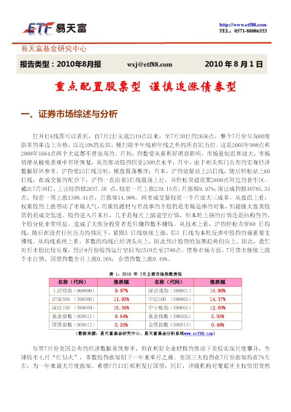 八月基金投资参考:重点配置股票型,谨慎追涨债券型