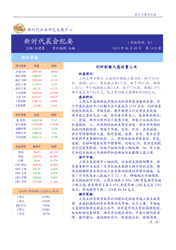 新时代晨会纪要