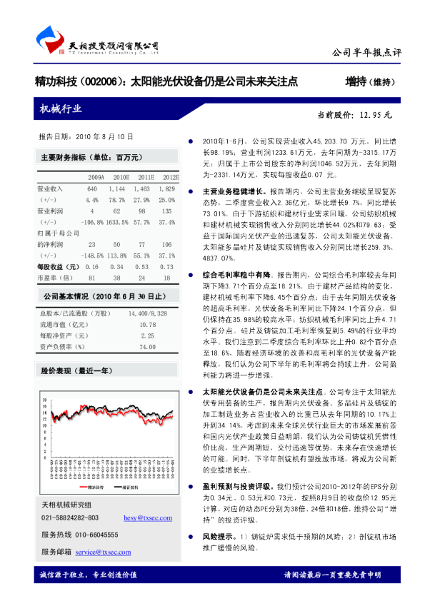 太阳能光伏设备仍是公司未来关注点