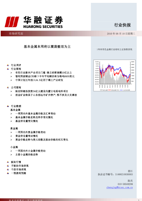 有色金属周报：基本金属本周将以震荡整理为主