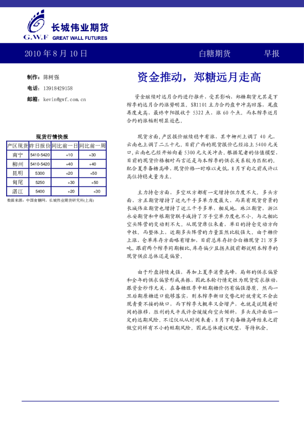 长城伟业期货白糖期货早报