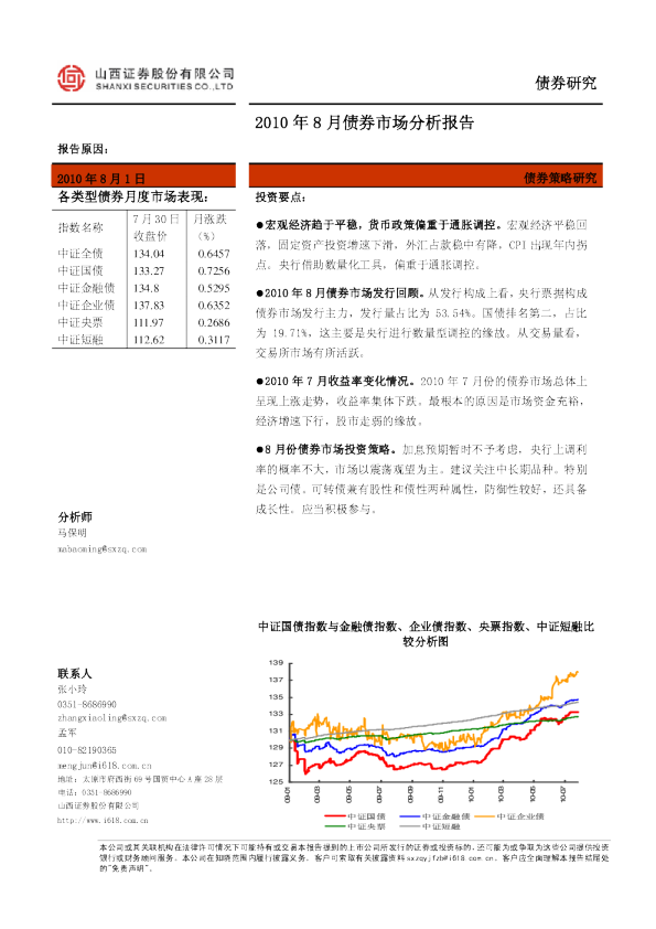 2010年8月债券市场分析报告