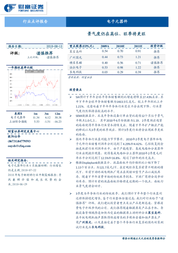 电子元器件行业：景气度仍在高位、旺季将更旺