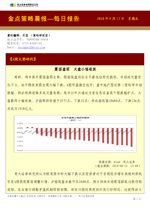 英大证券金点策略晨报