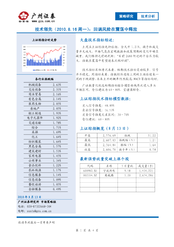 技术领先：回调风险在震荡中释放