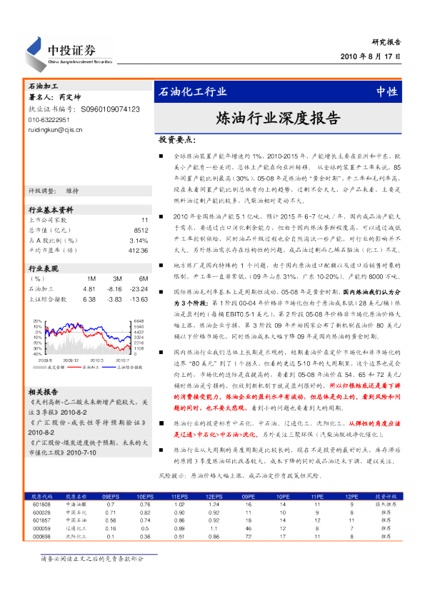 石油化工行业：炼油行业深度报告