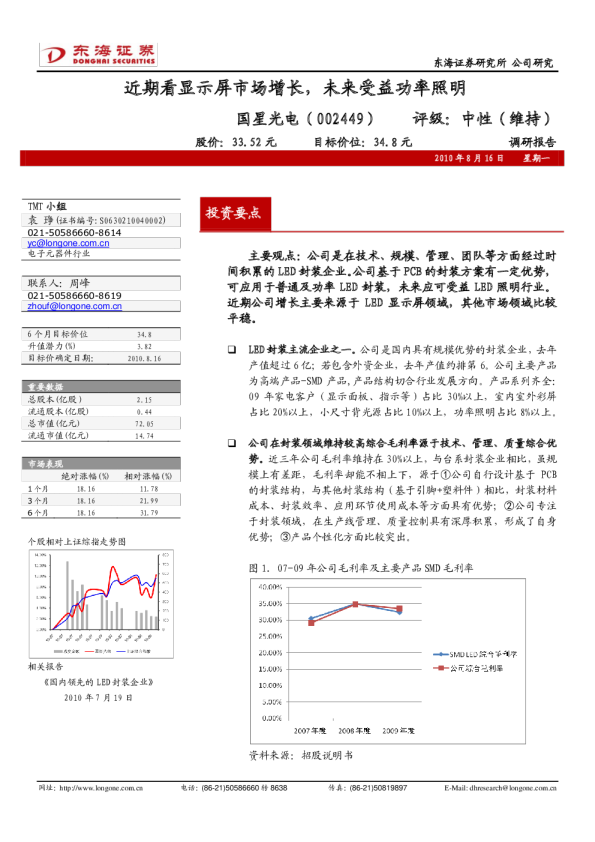 近期看显示屏市场增长，未来受益功率照明