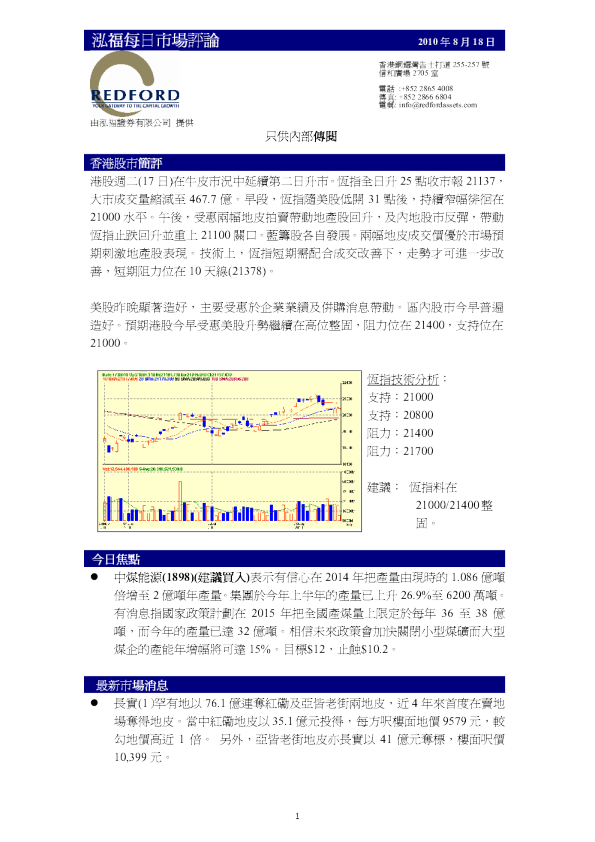 泓福每日市场评论