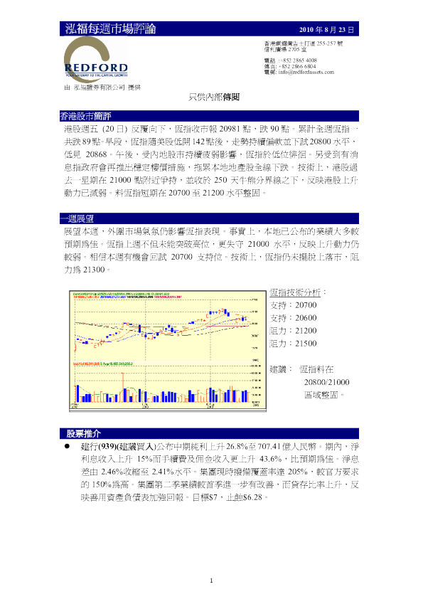 泓福每周市场评论