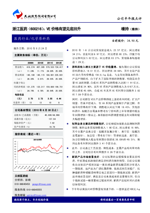 VE价格有望见底回升