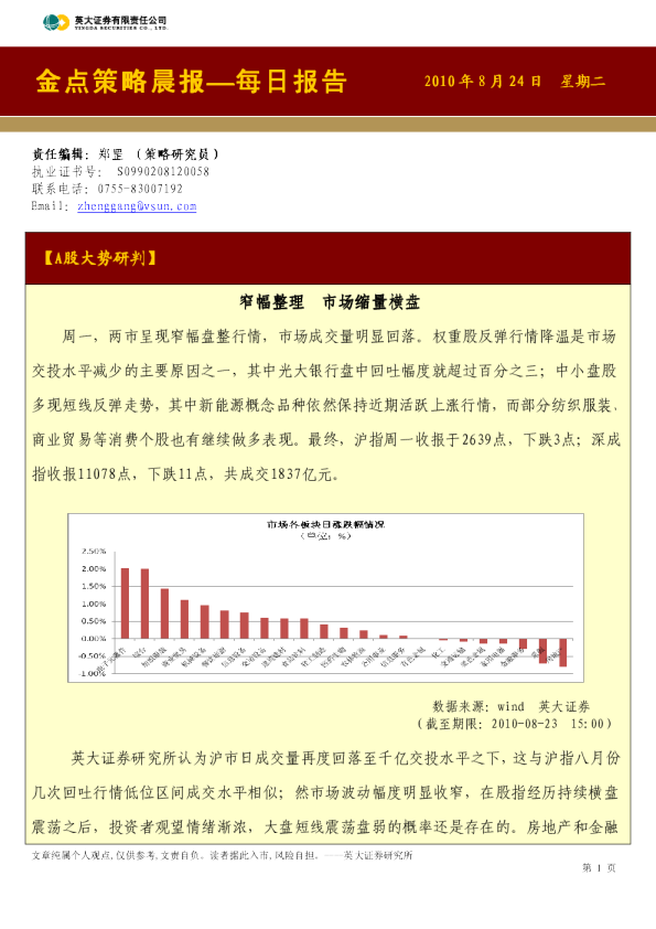 英大证券金点策略晨报