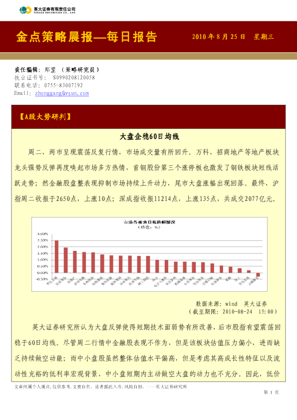 英大证券金点策略晨报