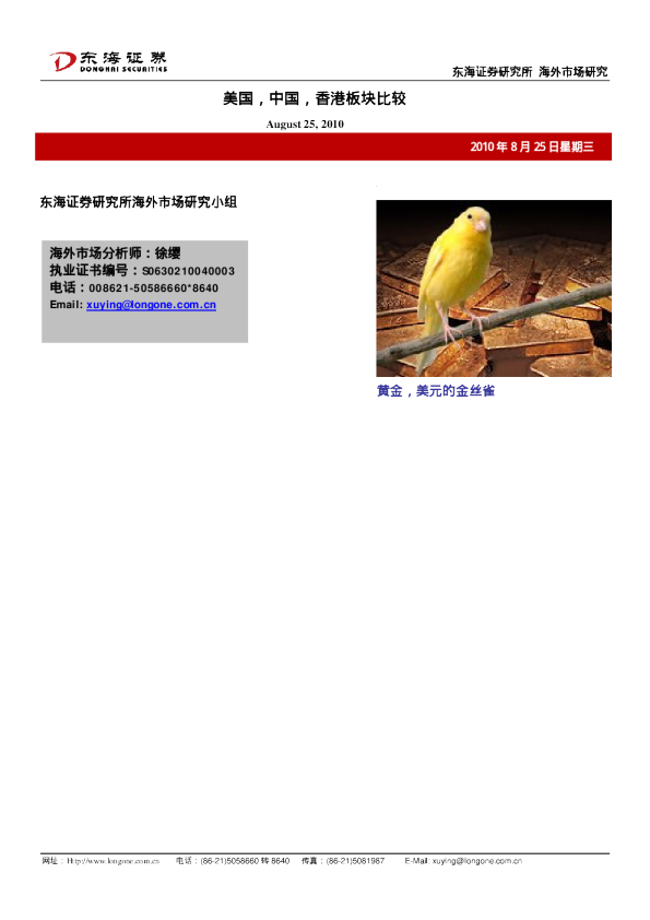 美国,中国,香港板块比较