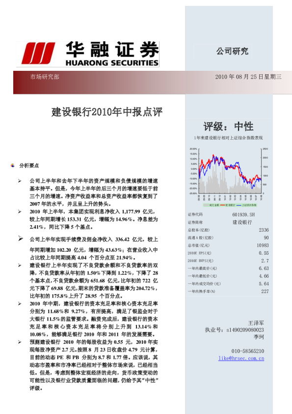 建设银行10中报点评
