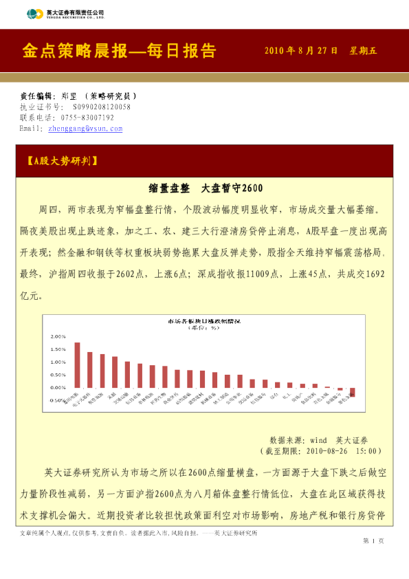 英大证券金点策略晨报