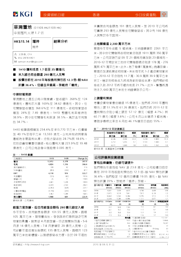 中期获利大增1.7倍