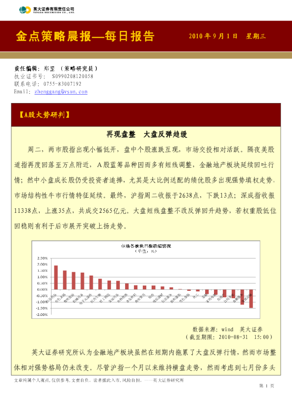 英大证券金点策略晨报