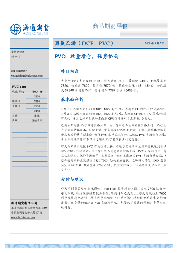 PVC：放量增仓,强势格局
