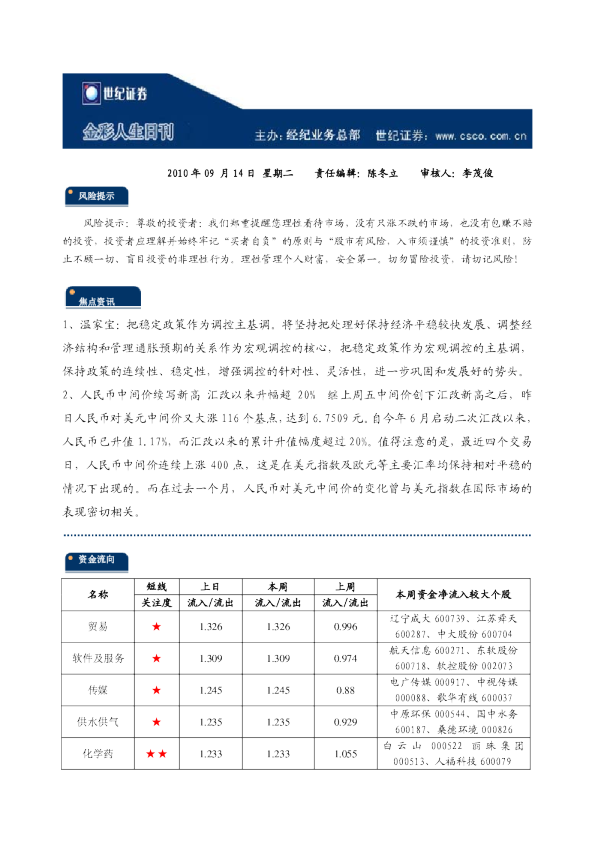世纪证券金彩人生日刊