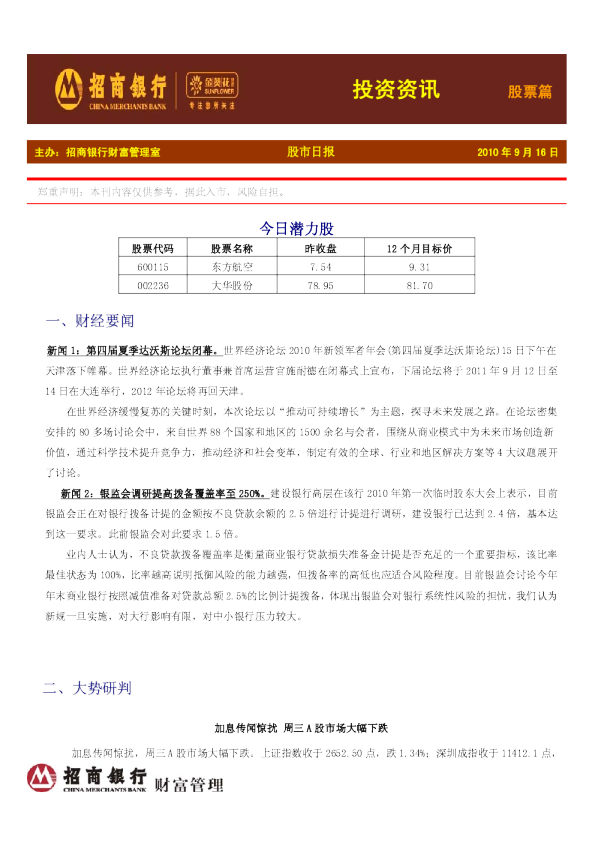 招商银行金葵花证券资讯