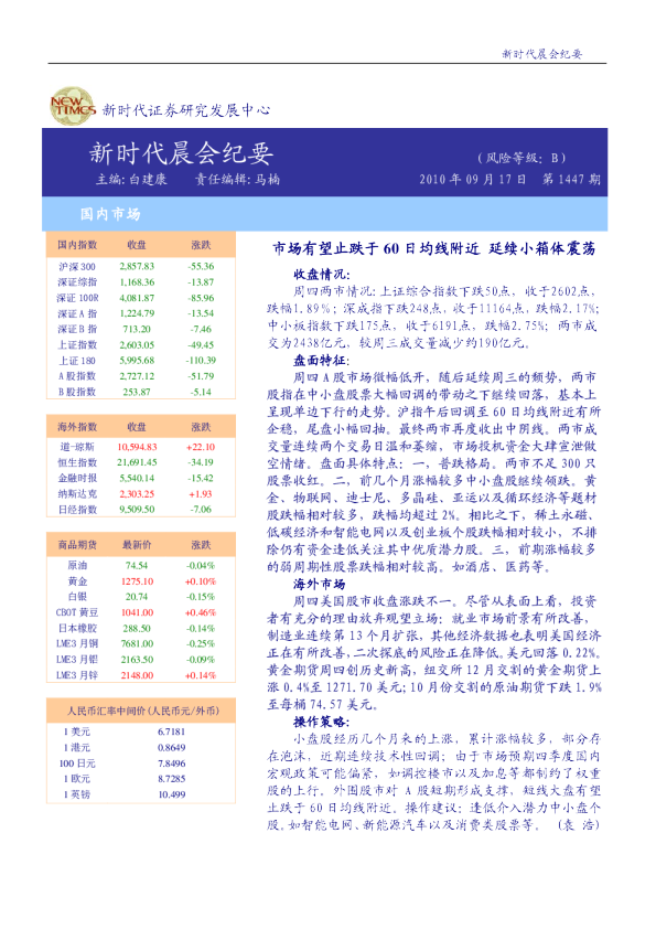 新时代晨会纪要
