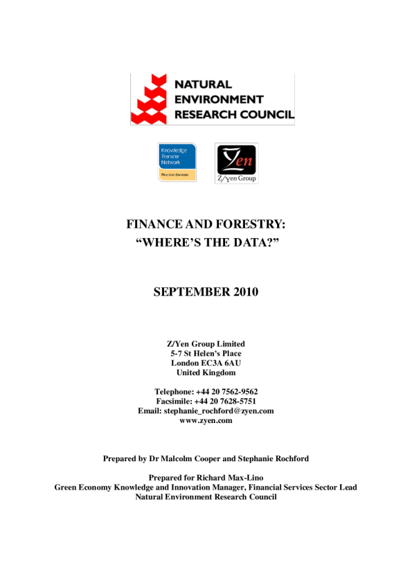 金融与林业：数据在哪里？