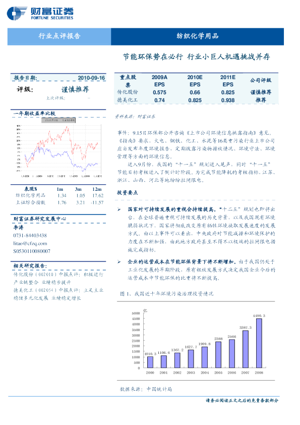 纺织行业：节能环保势在必行,行业小巨人机遇挑战并存