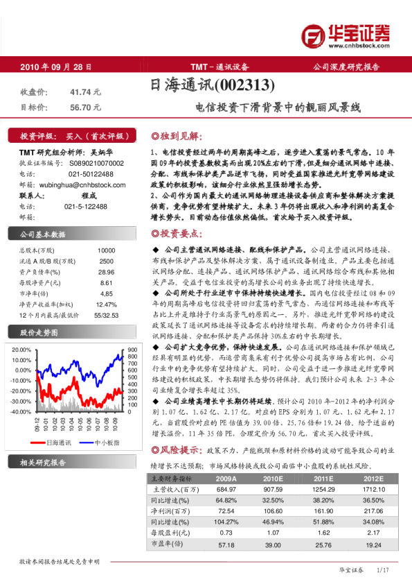 日海通讯(002313)：电信投资下滑背景中的靓丽风景线