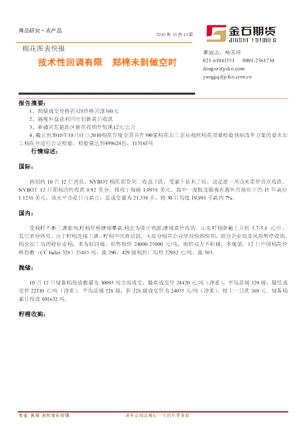 棉花图表快报：技术性回调有限,郑棉未到做空时