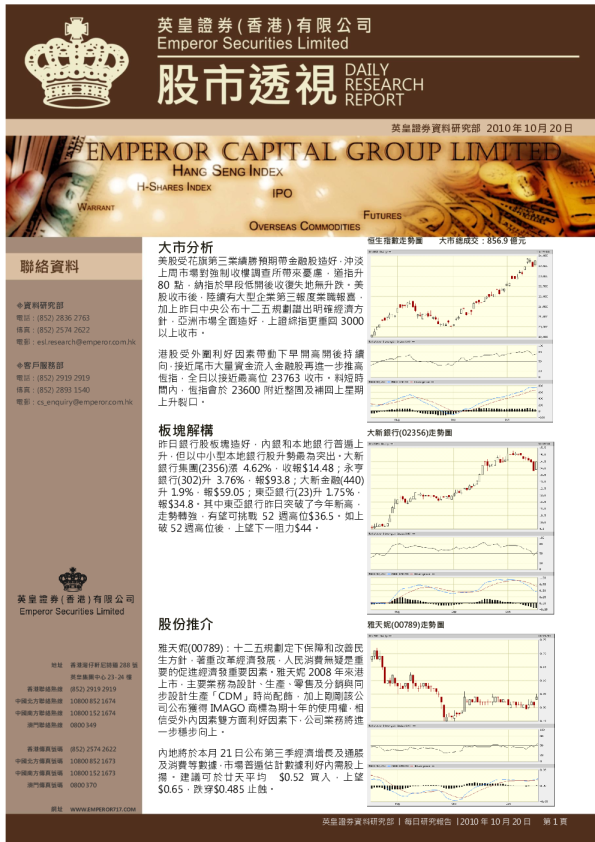 英皇证券市场透视