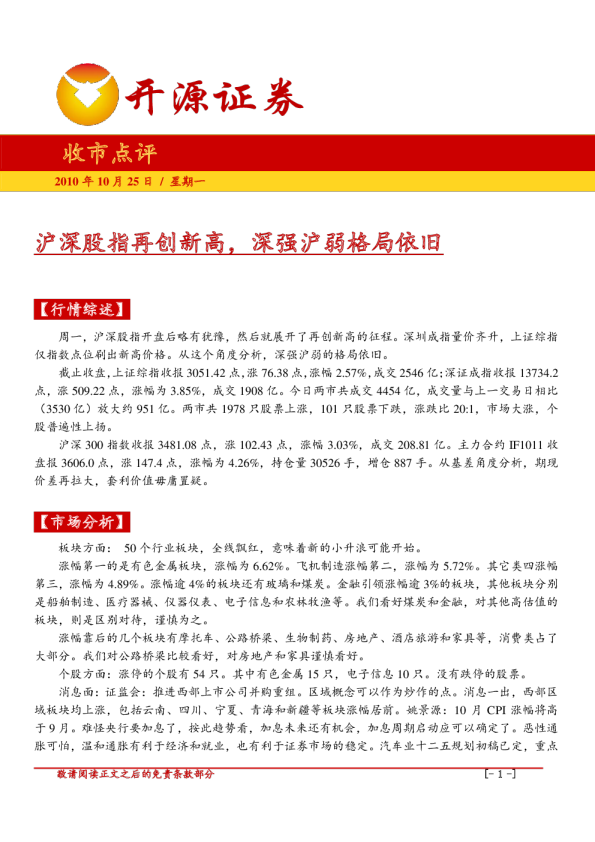 开源证券收市点评