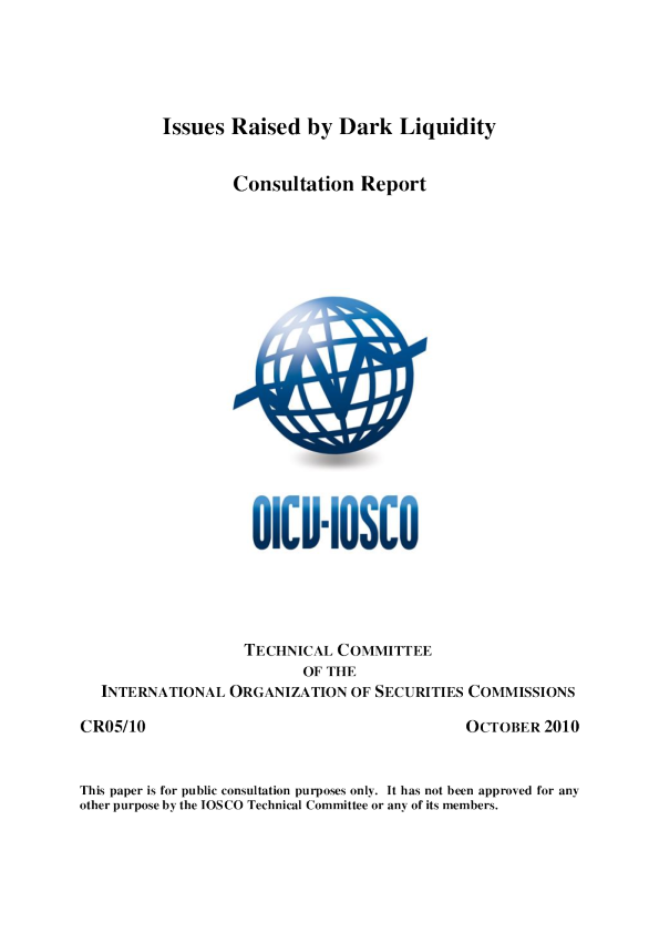 CR05/10 Issues Raised by Dark Liquidity