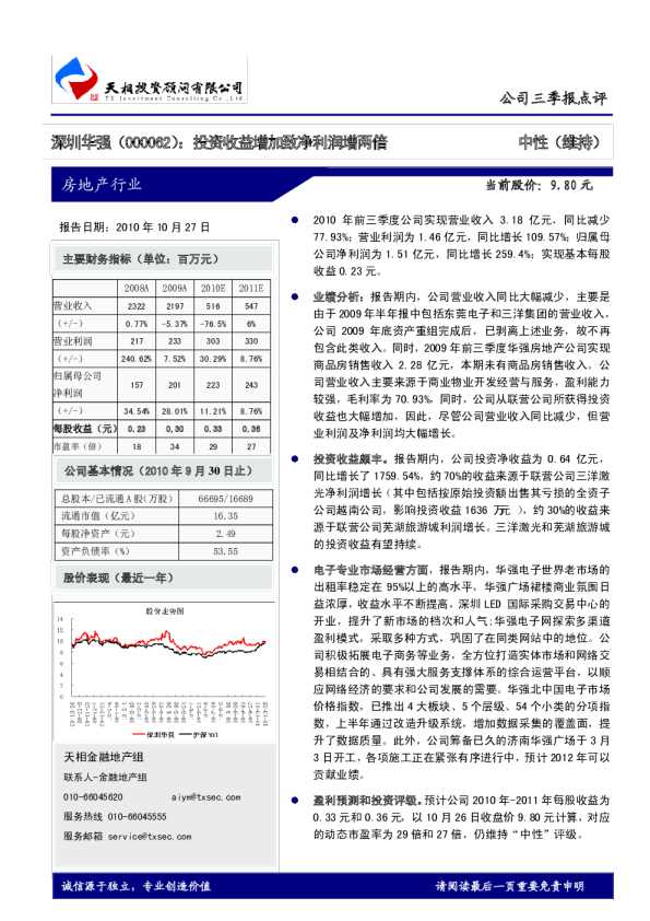 投资收益增加致净利润增两倍