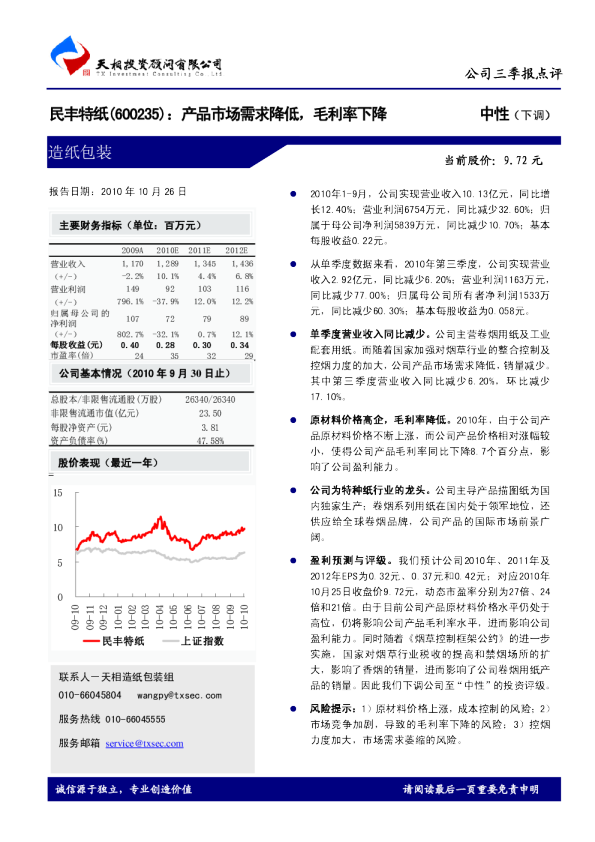 产品市场需求降低，毛利率下降