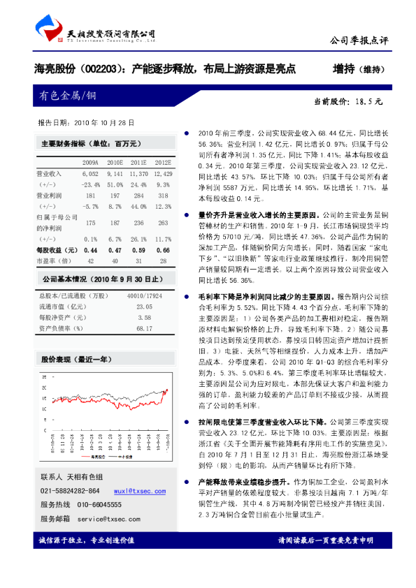 产能逐步释放，布局上游资源是亮点