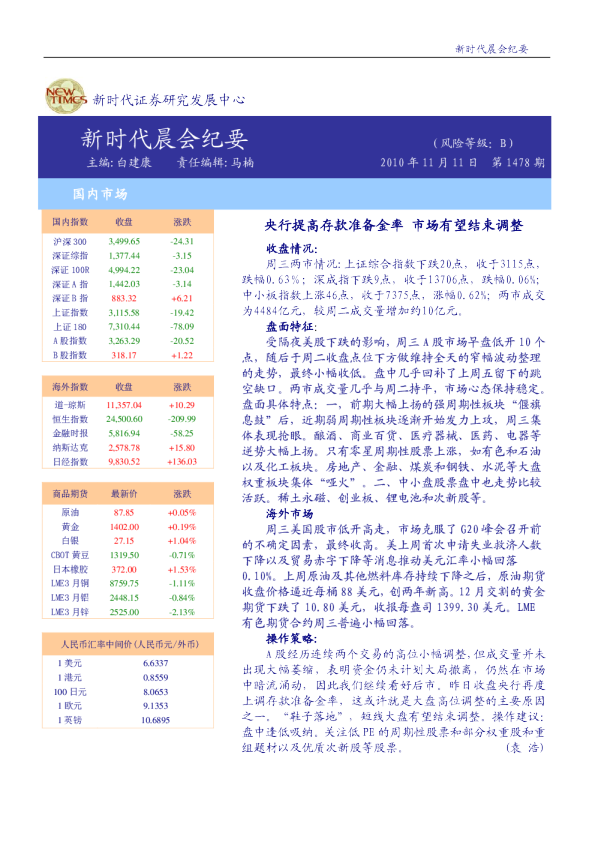 新时代晨会纪要