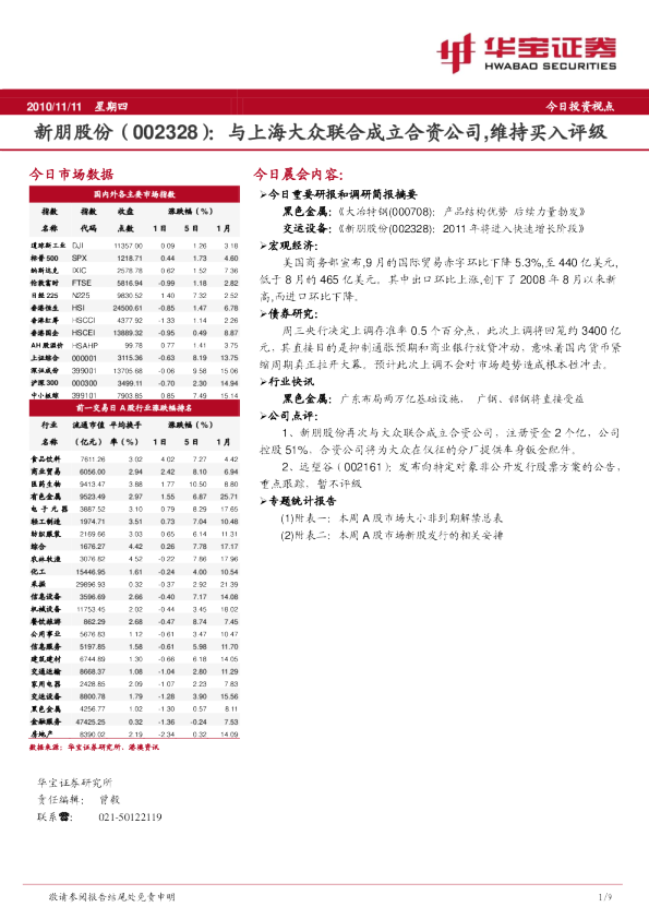华宝证券华宝晨会