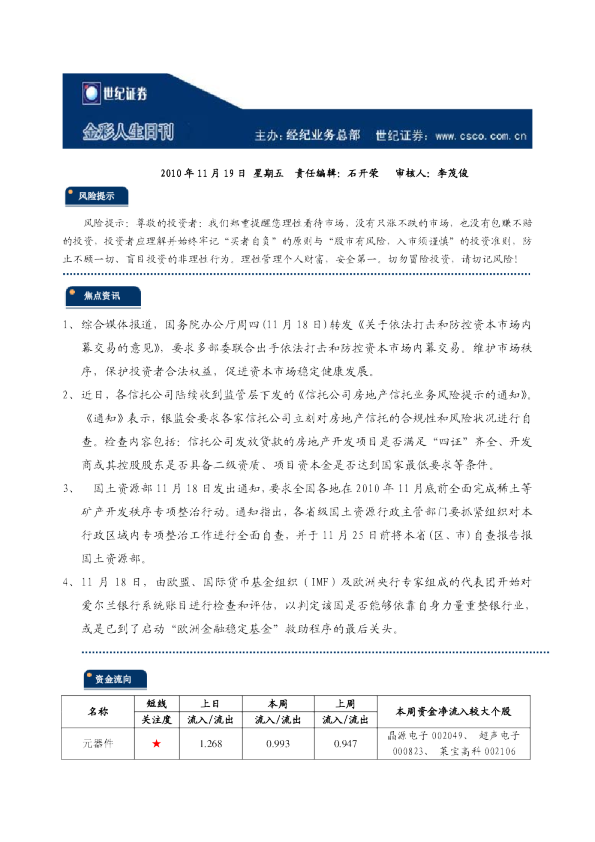 世纪证券金彩人生日刊