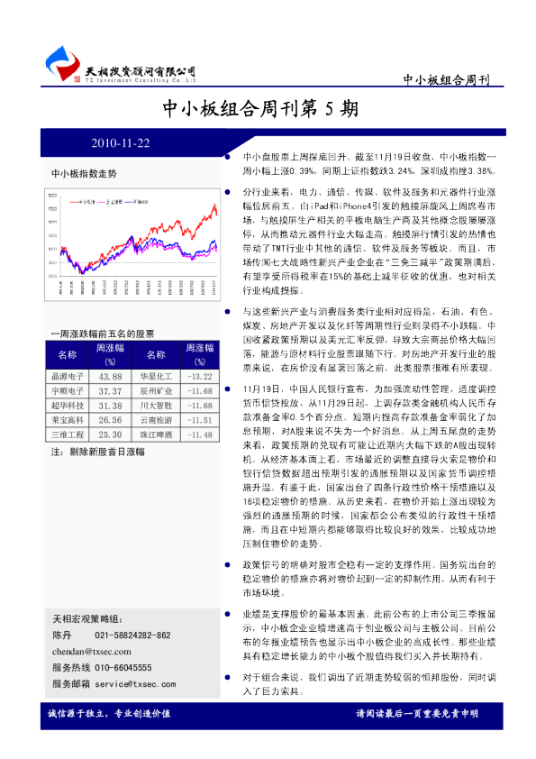 中小板组合周刊第5期