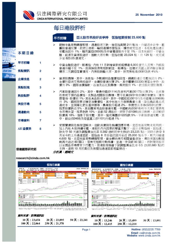 信达国际每日港股评析
