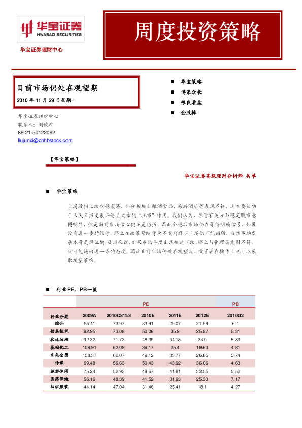 周度投资策略：目前市场仍处在观望期