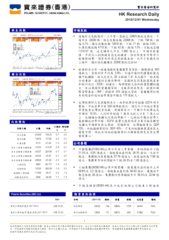 宝来证券(香港)研究日报