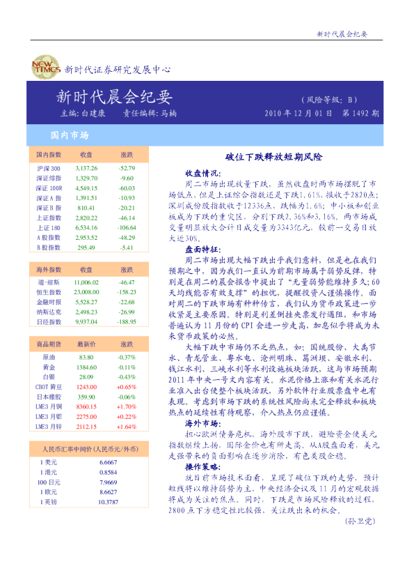 新时代晨会纪要