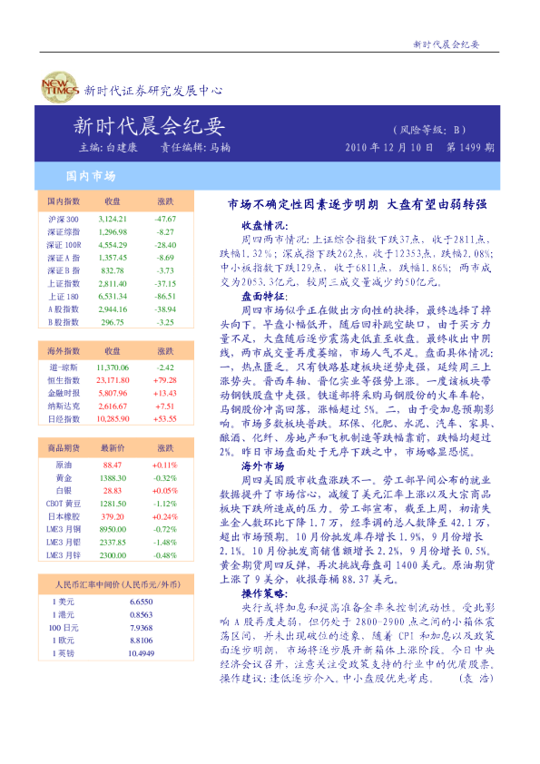 新时代晨会纪要