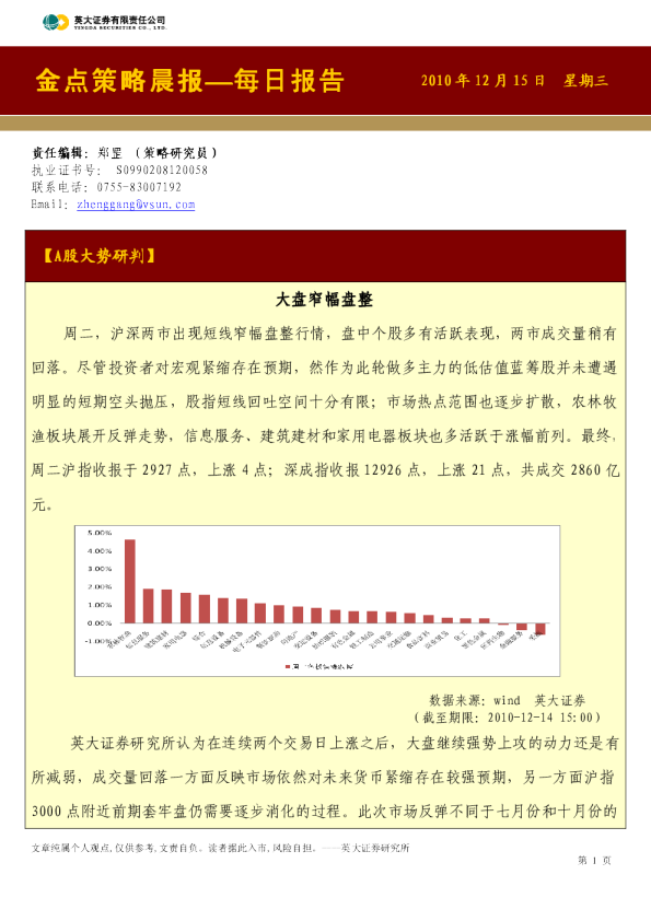 英大证券金点策略晨报