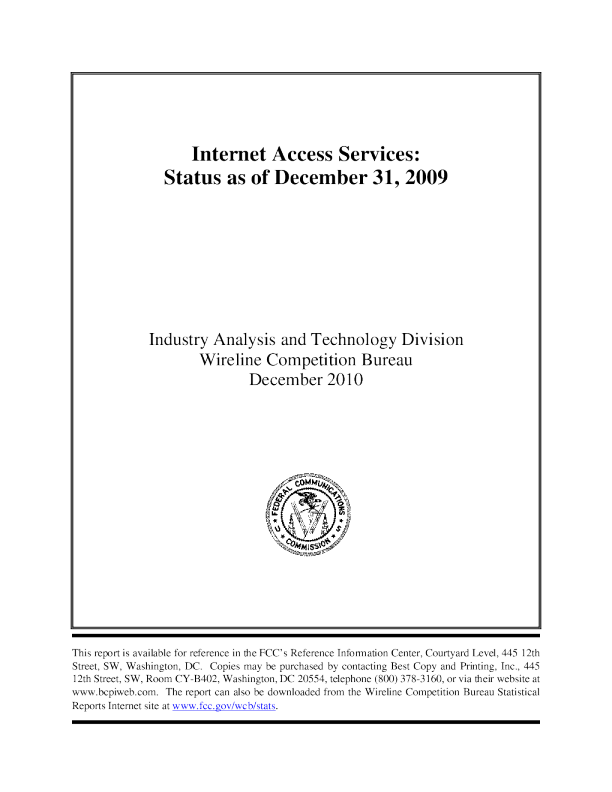 Internet Access Services (As of 12/31/09)