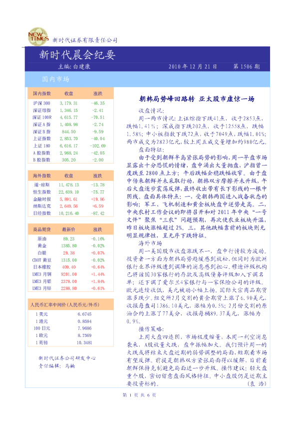 新时代晨会纪要