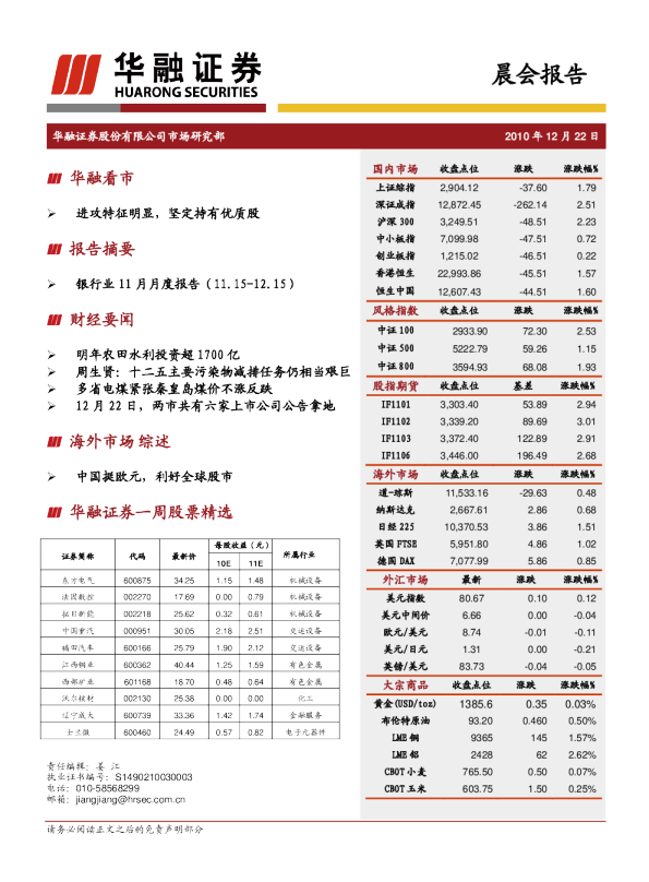 融华证券晨会报告